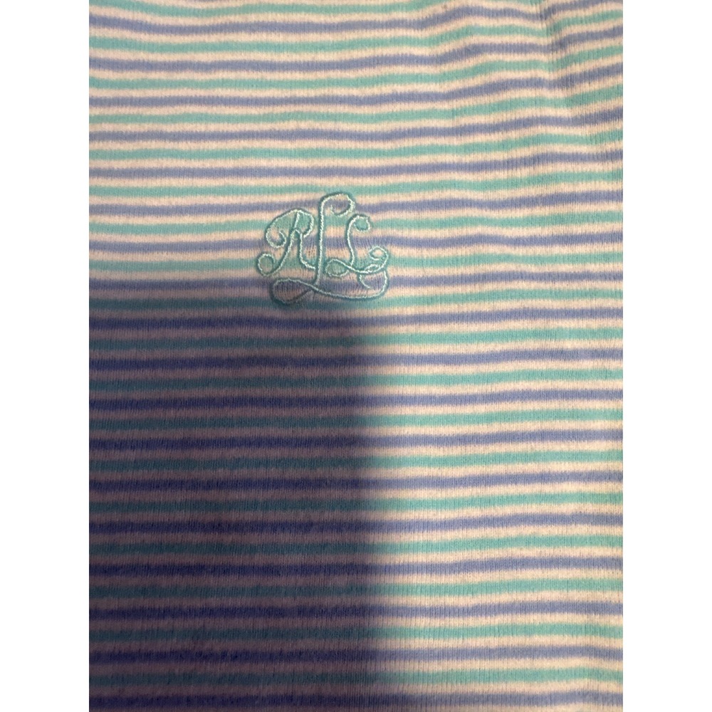 Lauren Ralph Lauren Henley‎ Kids Large Blue Purple Striped Excellent Cotton Tee - Picture 2 of 4